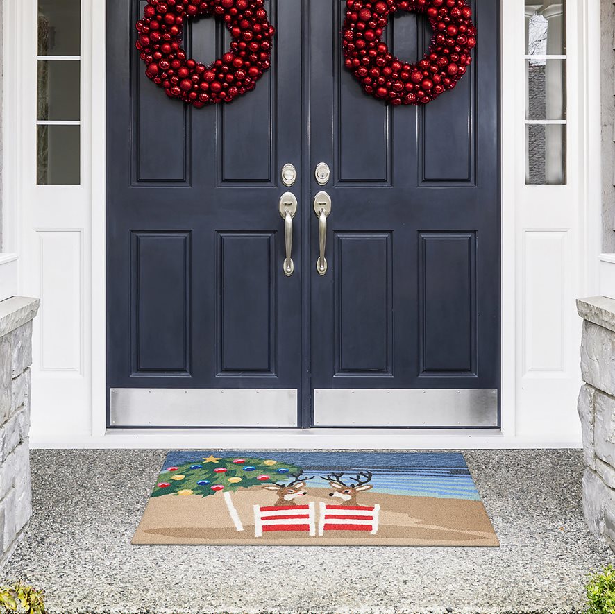 60H0821325 Plow & Hearth tapis d'accent de renne de plage crocheté à la main intérieur/extérieur articles ménagers