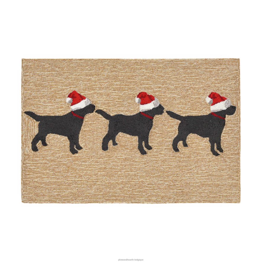 60H0821333 Plow & Hearth tapis d'accent de chiens de Noël crocheté à la main intérieur/extérieur articles ménagers