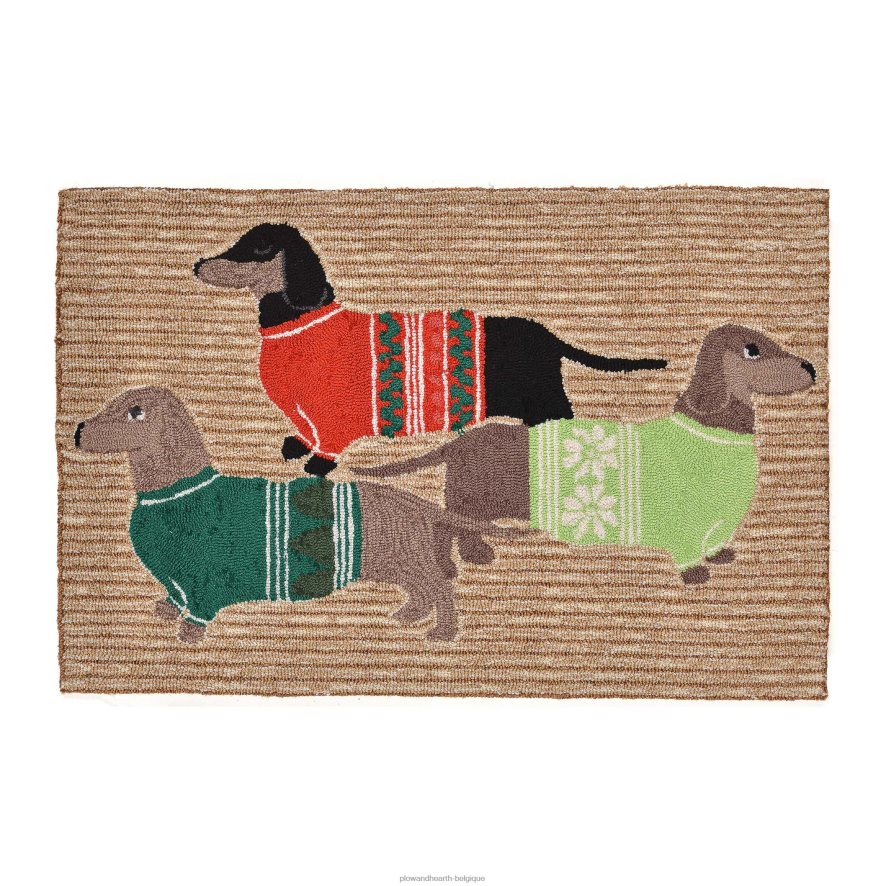 60H0821336 Plow & Hearth tapis d'accent de chiens de pull de vacances crocheté à la main intérieur/extérieur articles ménagers