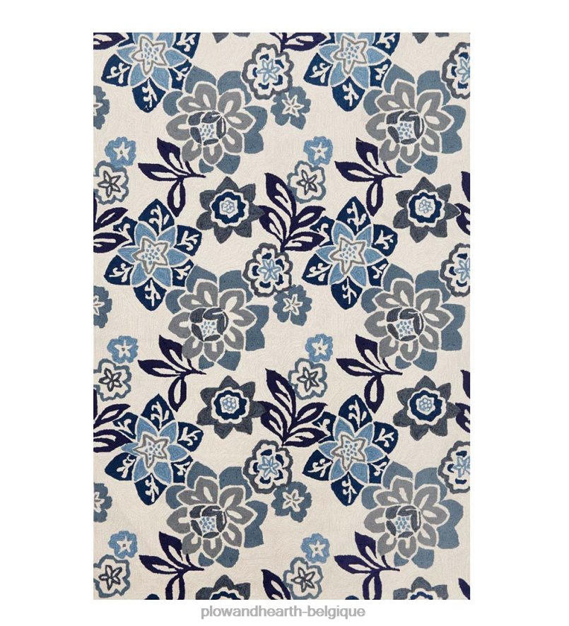 60H0821435 Plow & Hearth Tapis à accents floraux bleu de Chine articles ménagers
