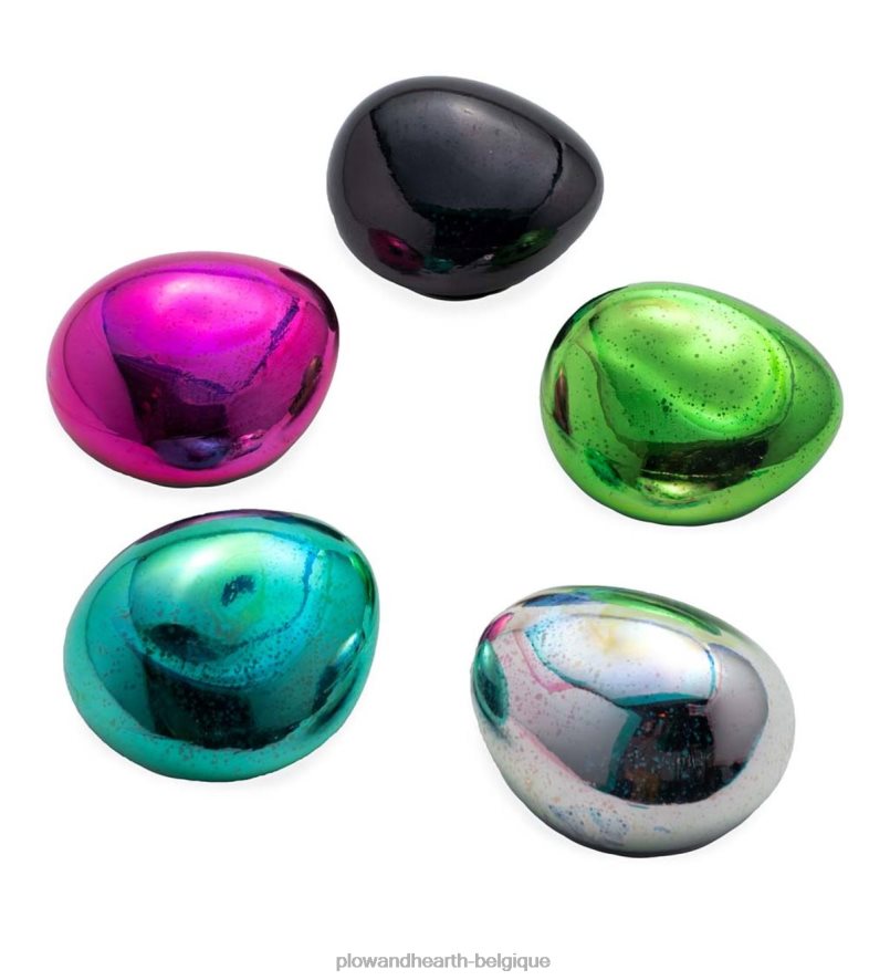 60H0821680 Plow & Hearth Roches de jardin lumineuses décoratives en verre d'art éclairé - vert articles ménagers