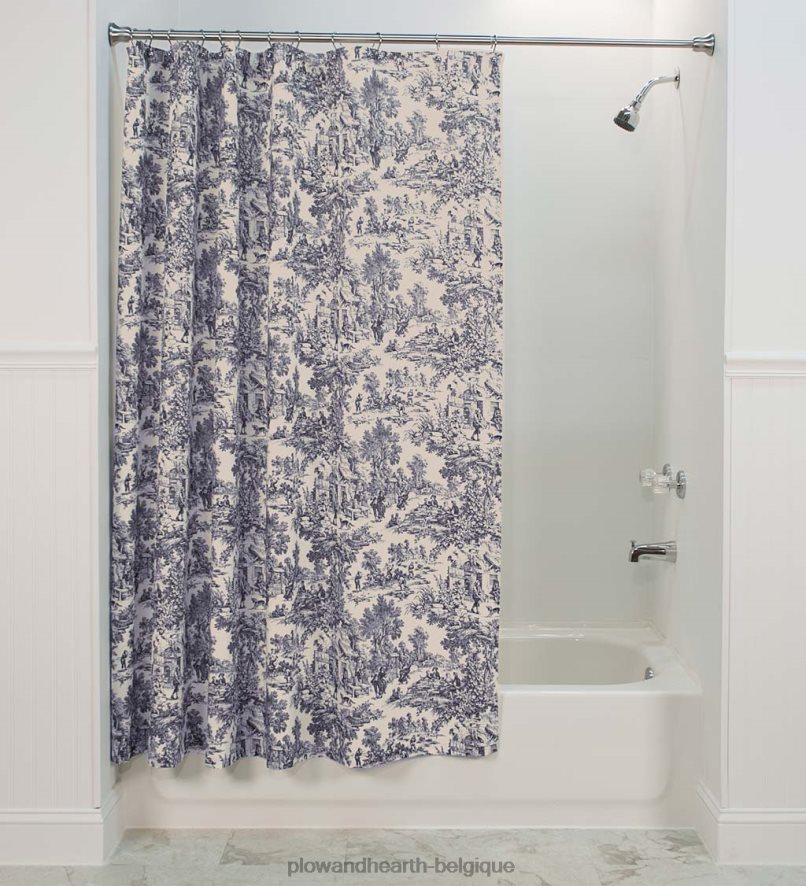 60H0822704 Plow & Hearth rideau de douche en coton toile victoria park - bleu articles ménagers