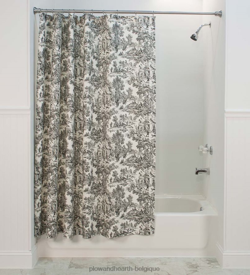 60H0822704 Plow & Hearth rideau de douche en coton toile victoria park - bleu articles ménagers