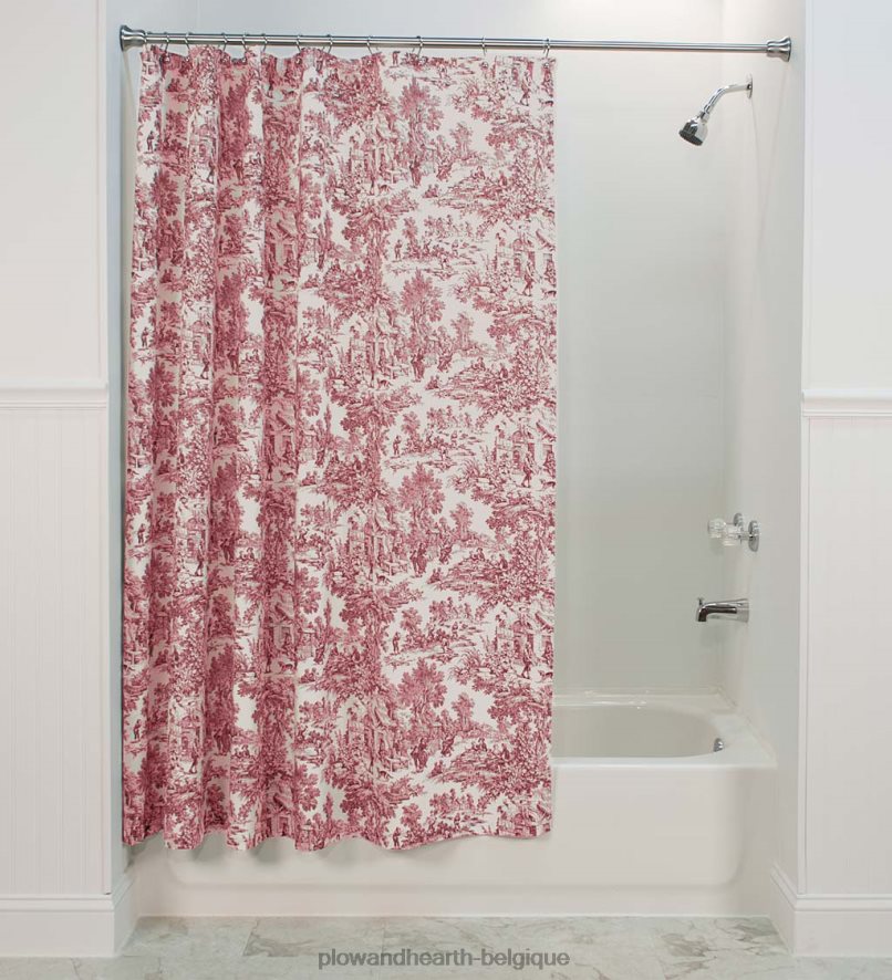 60H0822704 Plow & Hearth rideau de douche en coton toile victoria park - bleu articles ménagers