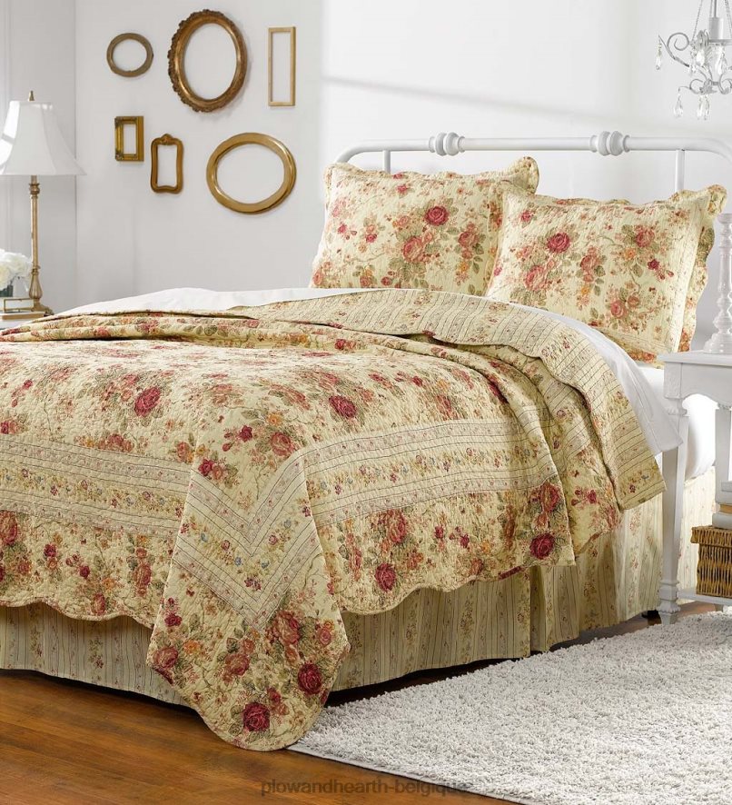 60H0822667 Plow & Hearth ensemble de courtepointe de roseraie vintage articles ménagers