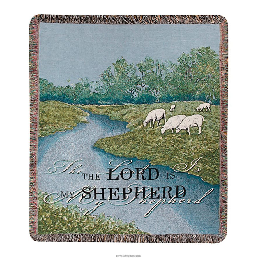 60H0822698 Plow & Hearth Jeté de tapisserie en coton fabriqué aux États-Unis Le Seigneur est mon berger articles ménagers