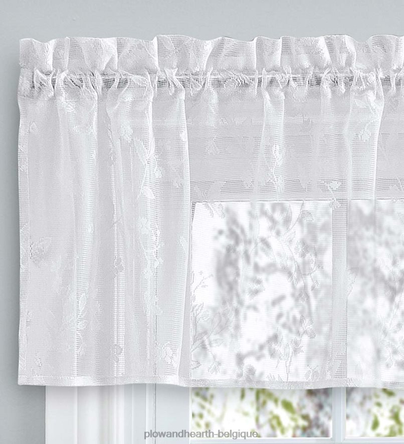 60H0822626 Plow & Hearth Cantonnière sur mesure en dentelle Isabella, 52 l x 14 L - blanc articles ménagers