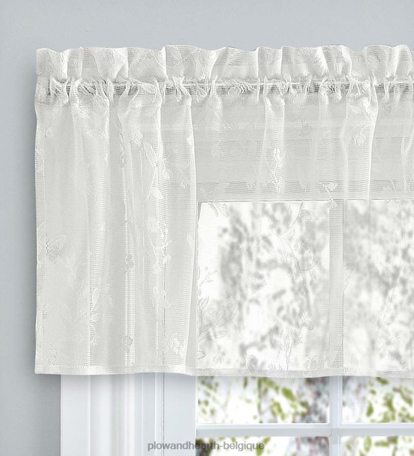 60H0822626 Plow & Hearth Cantonnière sur mesure en dentelle Isabella, 52 l x 14 L - blanc articles ménagers