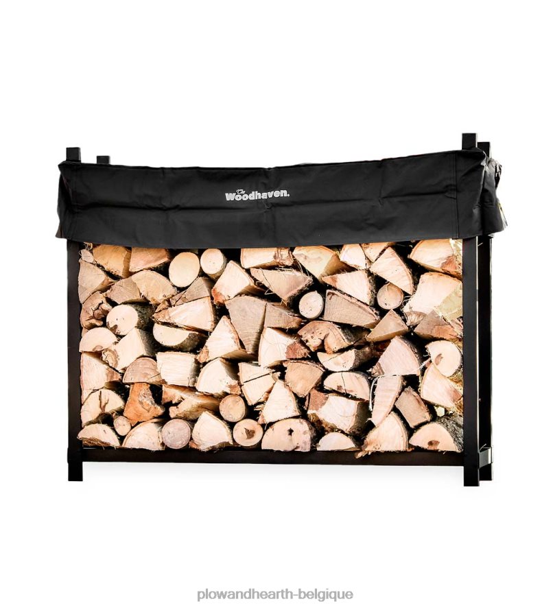 60H0822849 Plow & Hearth support à bois portable avec couvercle accessoires
