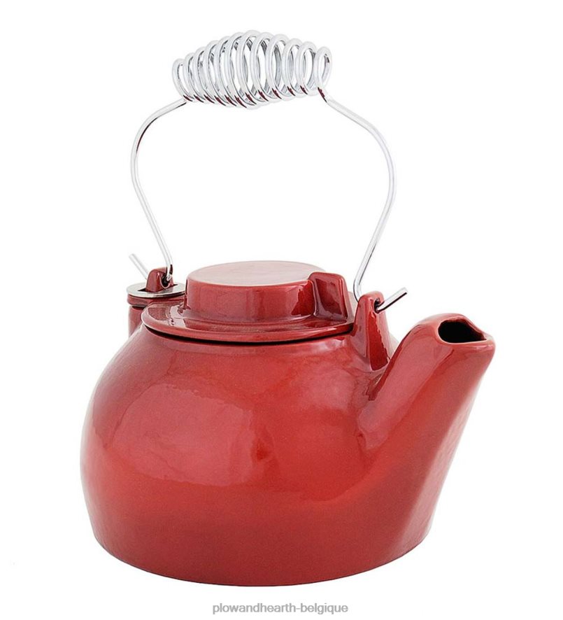 60H0822838 Plow & Hearth bouilloire vapeur en fonte finition porcelaine émaillée - rouge accessoires