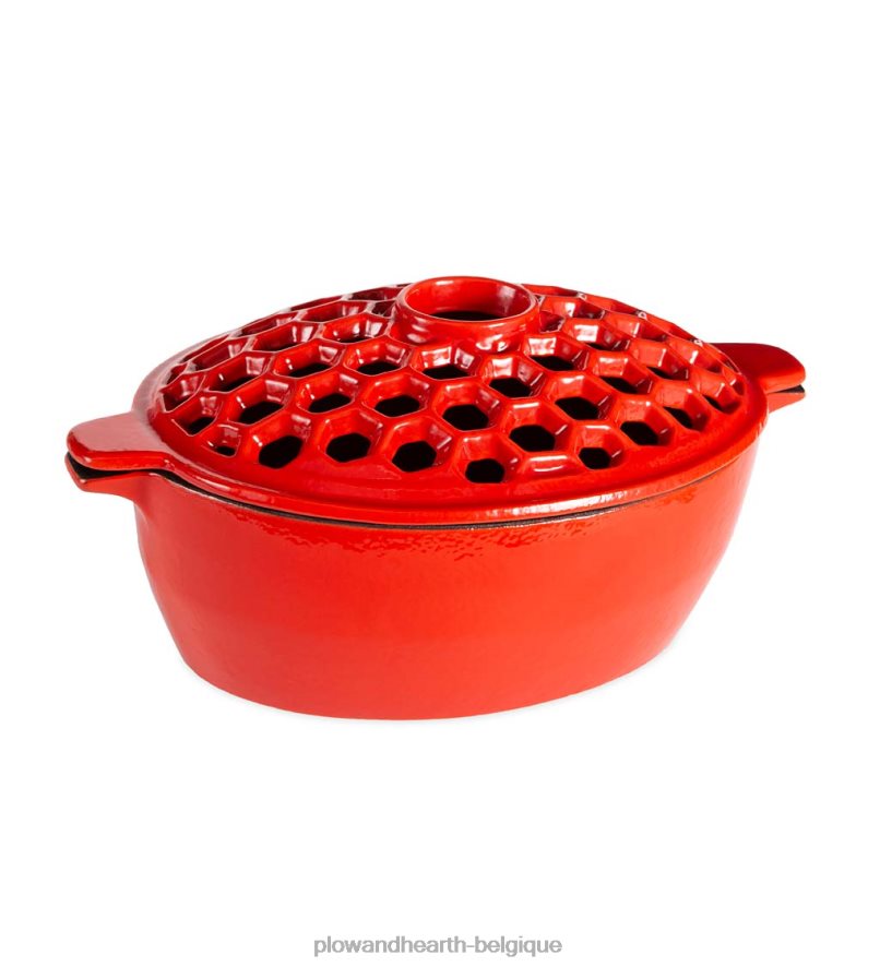 60H0823228 Plow & Hearth 2,3 pintes. Cuiseur vapeur pour poêle à bois en treillis en fonte - noir accessoires