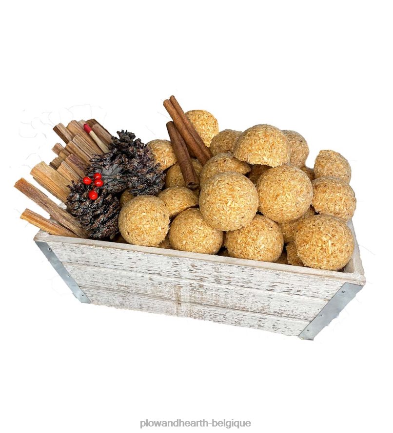 60H0822713 Plow & Hearth Coffret cadeau allume-feu dans une caisse en bois cheminée