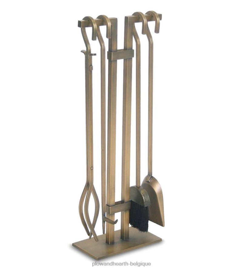 60H0822730 Plow & Hearth Ensemble d'outils de cheminée en laiton brossé Sinclair - Laiton cheminée