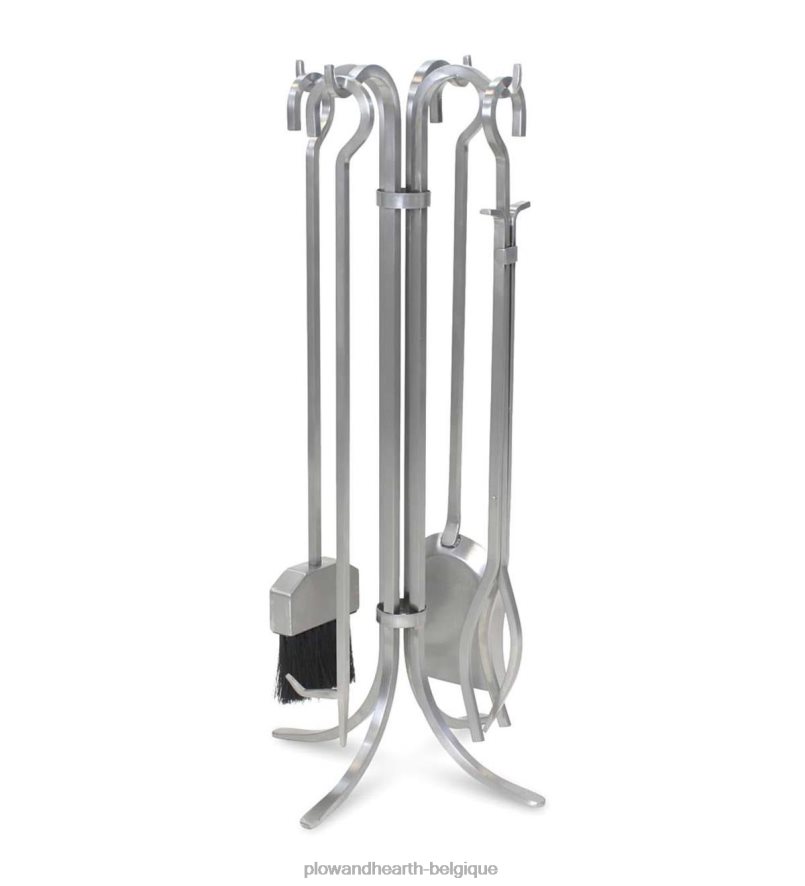 60H0822758 Plow & Hearth Ensemble d'outils de cheminée Newport en acier inoxydable 5 pièces - acier inoxydable cheminée
