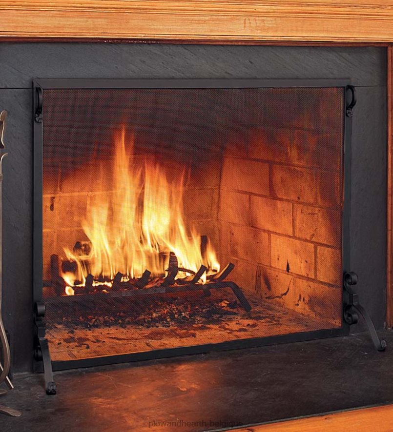 60H0822873 Plow & Hearth écrans coupe-feu à garde plate classiques en acier massif cheminée