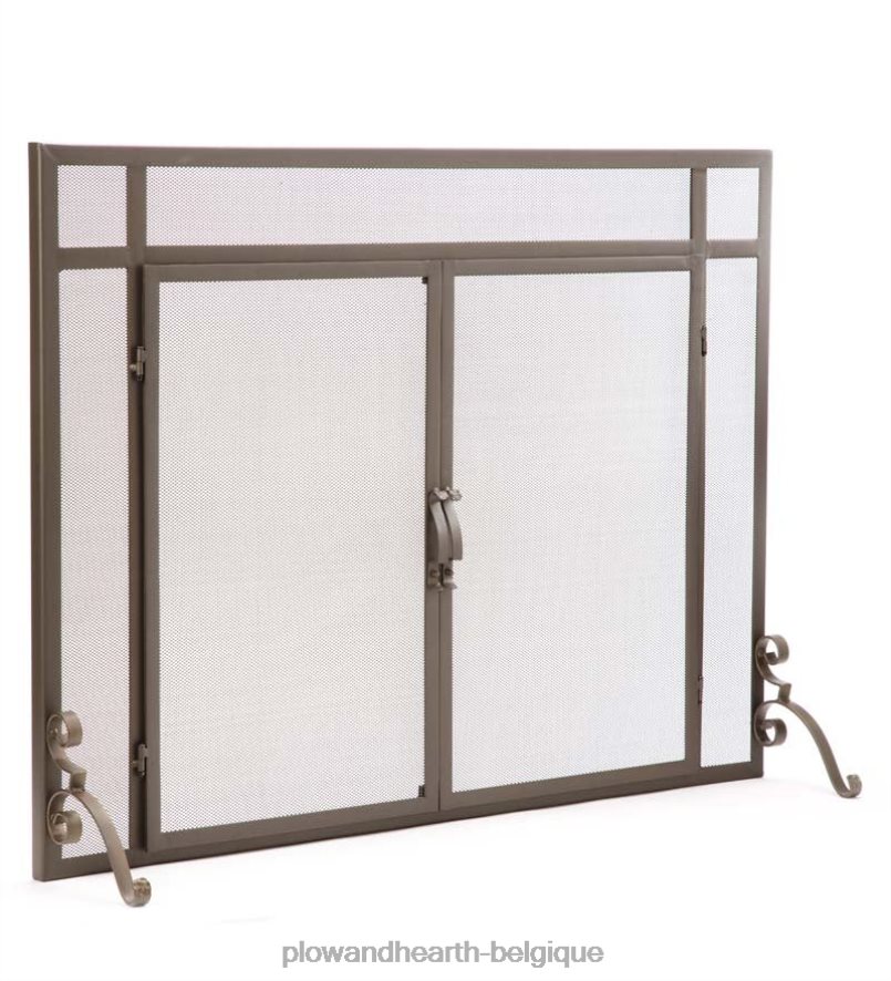 60H0822874 Plow & Hearth pare-feu à garde plate avec portes en acier massif cheminée