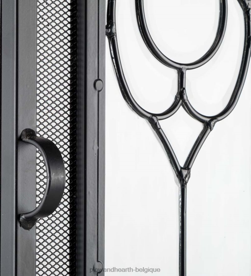 60H0822876 Plow & Hearth écran de cheminée à deux portes avec panneaux floraux en verre cheminée