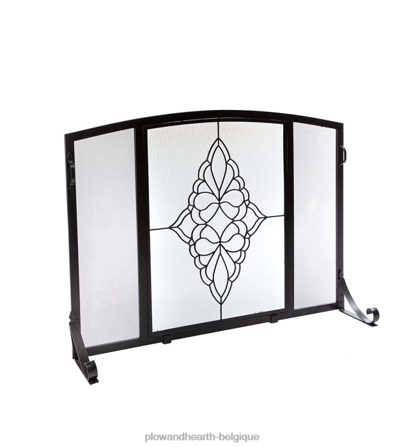 60H0822878 Plow & Hearth St. Pare-feu à garde plate avec médaillon en verre Charles cheminée