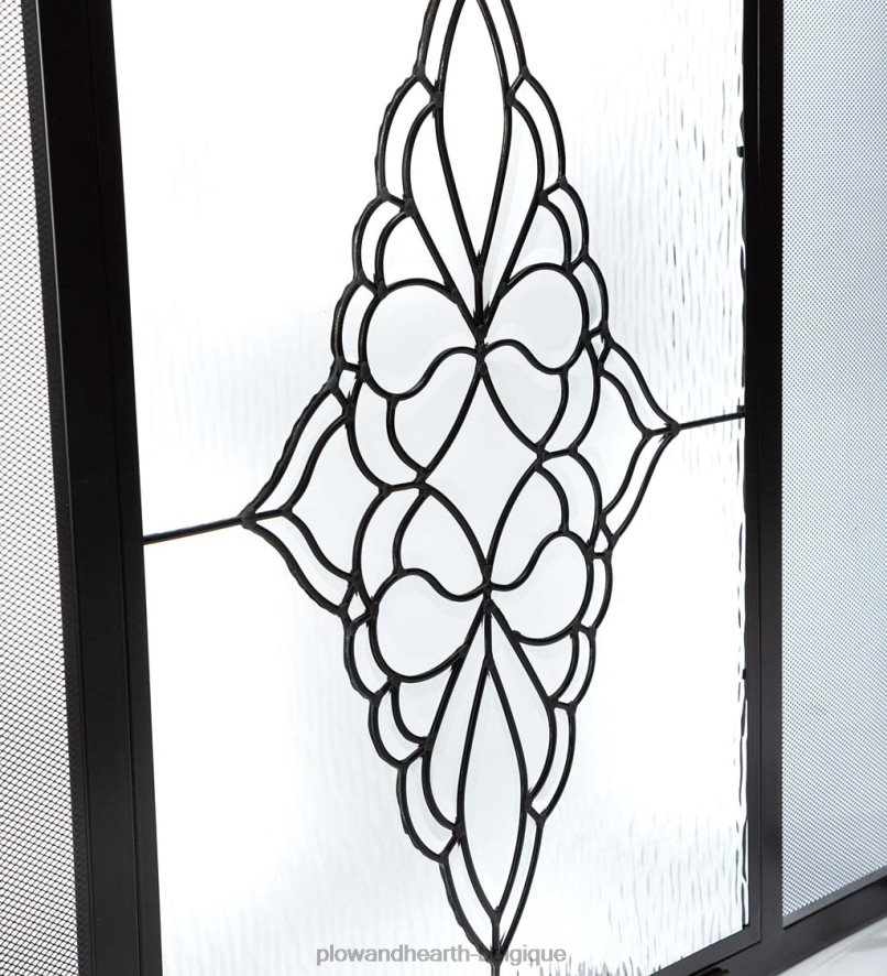 60H0822878 Plow & Hearth St. Pare-feu à garde plate avec médaillon en verre Charles cheminée