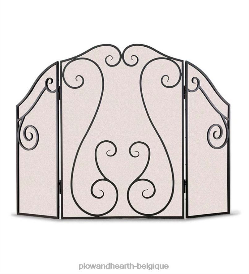 60H0822897 Plow & Hearth paravent à parchemin antique - noir cheminée