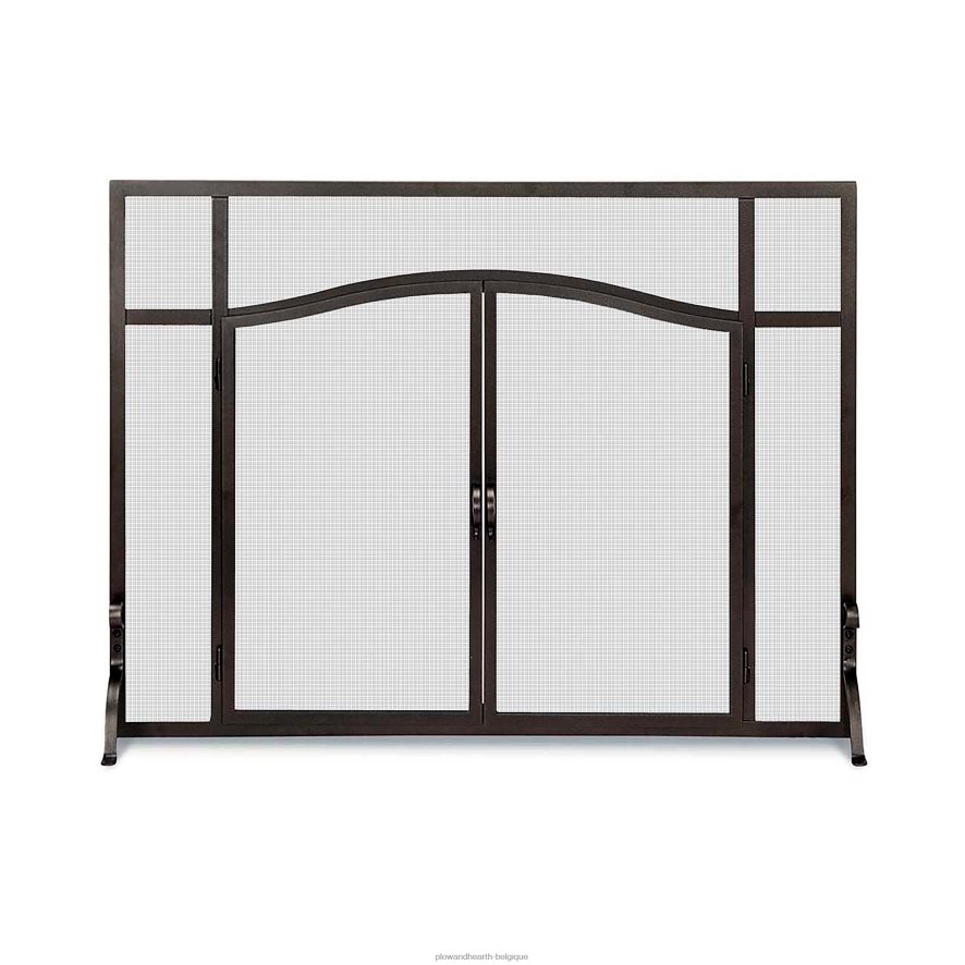 60H0822927 Plow & Hearth grand garde plat personnalisé avec portes cintrées - noir cheminée