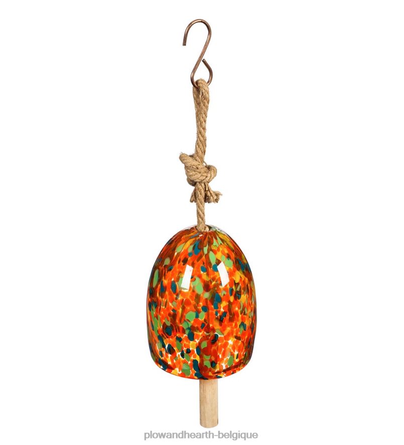 60H082120 Plow & Hearth Carillon de cloche de jardin en verre d'art - bleu cour et jardin