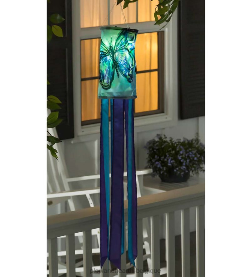 60H082132 Plow & Hearth Manche à air à mouvement solaire à LED inspirée de la nature - papillon cour et jardin