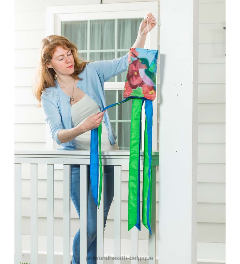 60H082132 Plow & Hearth Manche à air à mouvement solaire à LED inspirée de la nature - papillon cour et jardin