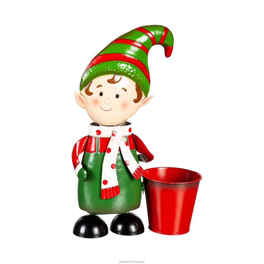 60H082135 Plow & Hearth elfe à pompon en métal avec jardinière cour et jardin