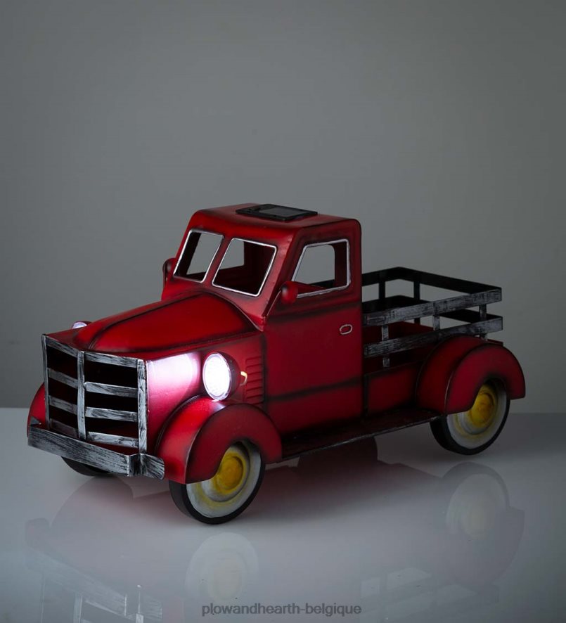 60H082187 Plow & Hearth jardinière de camionnette solaire de style vintage - rouge cour et jardin