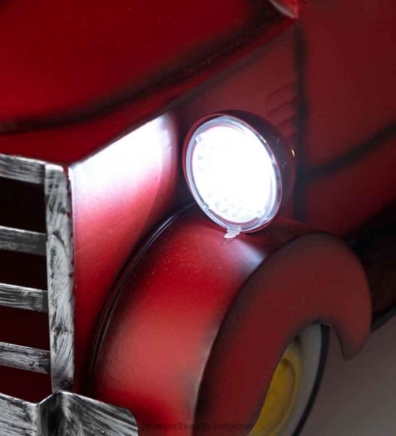 60H082187 Plow & Hearth jardinière de camionnette solaire de style vintage - rouge cour et jardin