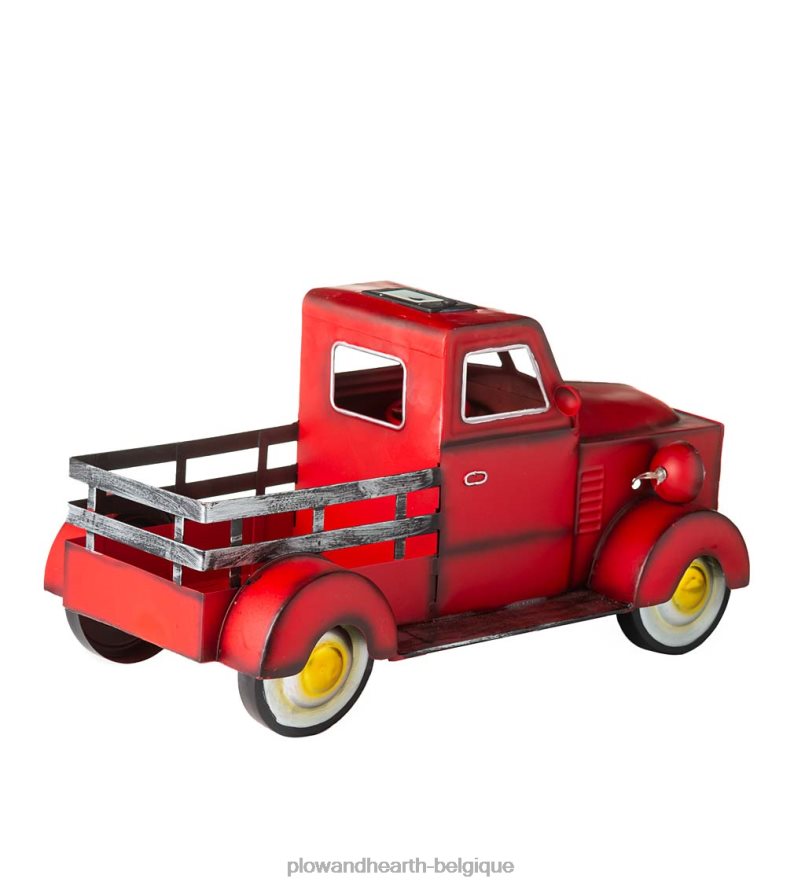 60H082187 Plow & Hearth jardinière de camionnette solaire de style vintage - rouge cour et jardin