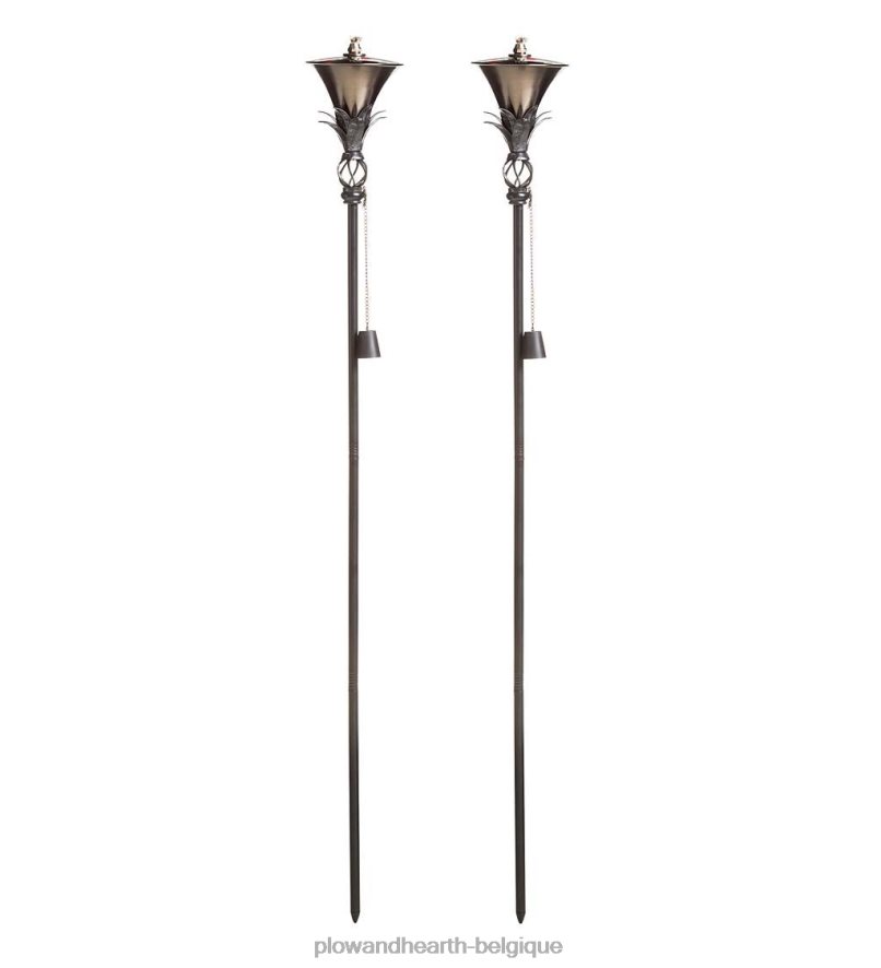 60H082204 Plow & Hearth torches de jardin en acier, lot de 2 - nickel cour et jardin