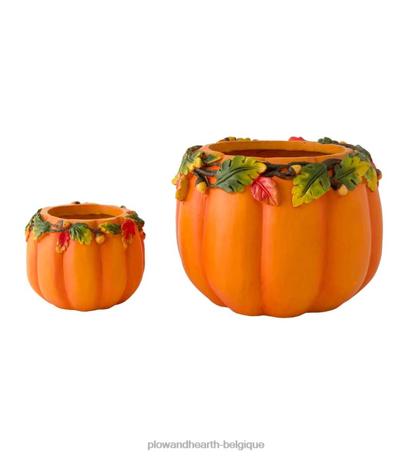 60H082208 Plow & Hearth jardinières de citrouilles intérieures/extérieures, ensemble de 2 cour et jardin