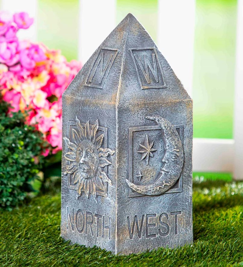 60H082220 Plow & Hearth totem de jardin boussole céleste cour et jardin