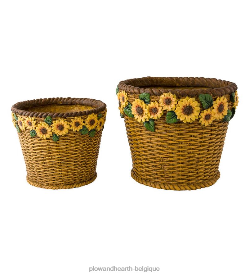 60H082268 Plow & Hearth jardinières de panier de tournesol, ensemble de 2 cour et jardin