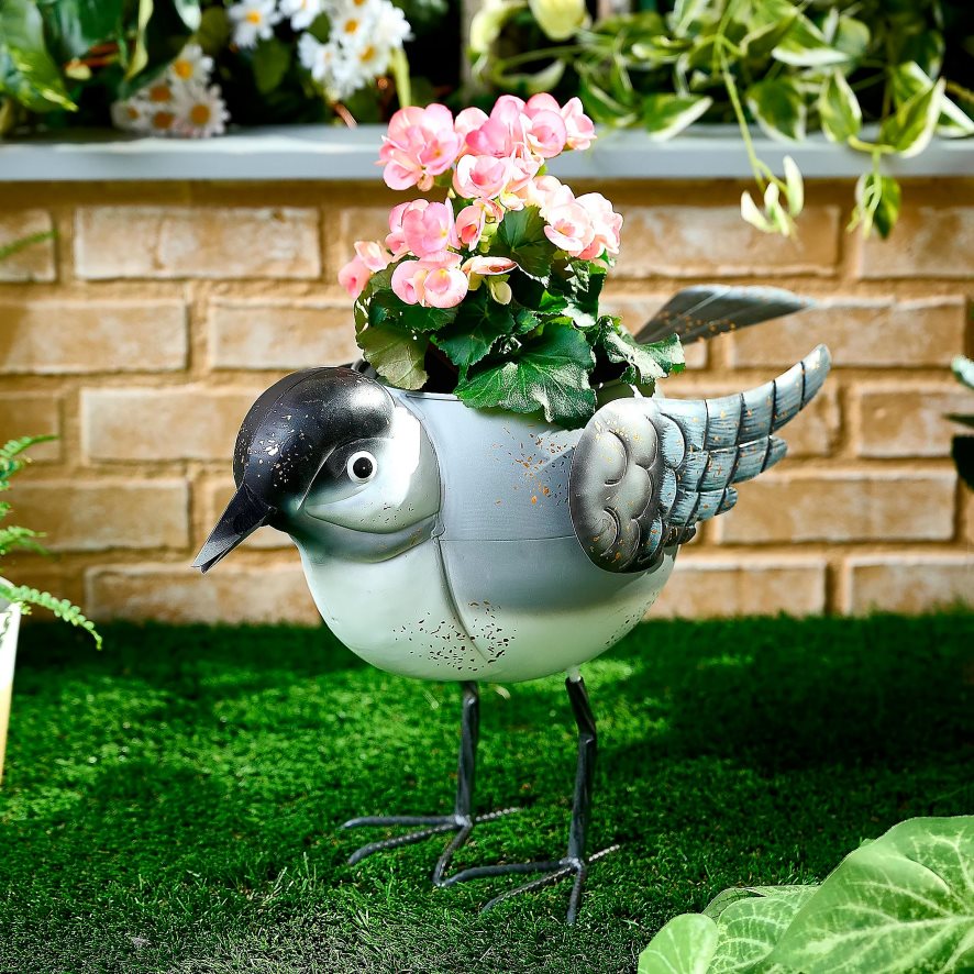 60H082280 Plow & Hearth jardinière surdimensionnée pour oiseaux sur pied - geai bleu cour et jardin