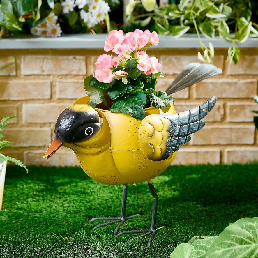 60H082280 Plow & Hearth jardinière surdimensionnée pour oiseaux sur pied - geai bleu cour et jardin