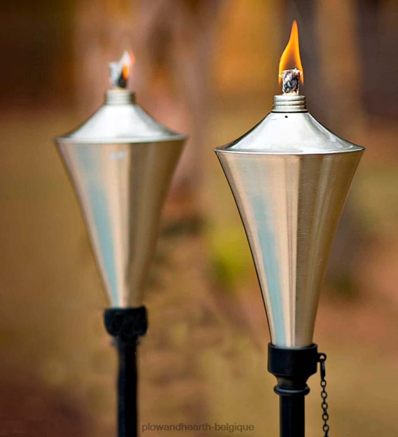 60H082347 Plow & Hearth Torches de jardin 4 en 1, lot de 4 - caramel cour et jardin