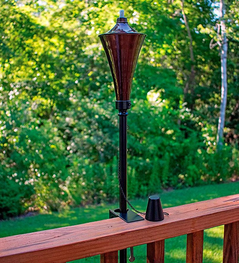 60H082347 Plow & Hearth Torches de jardin 4 en 1, lot de 4 - caramel cour et jardin