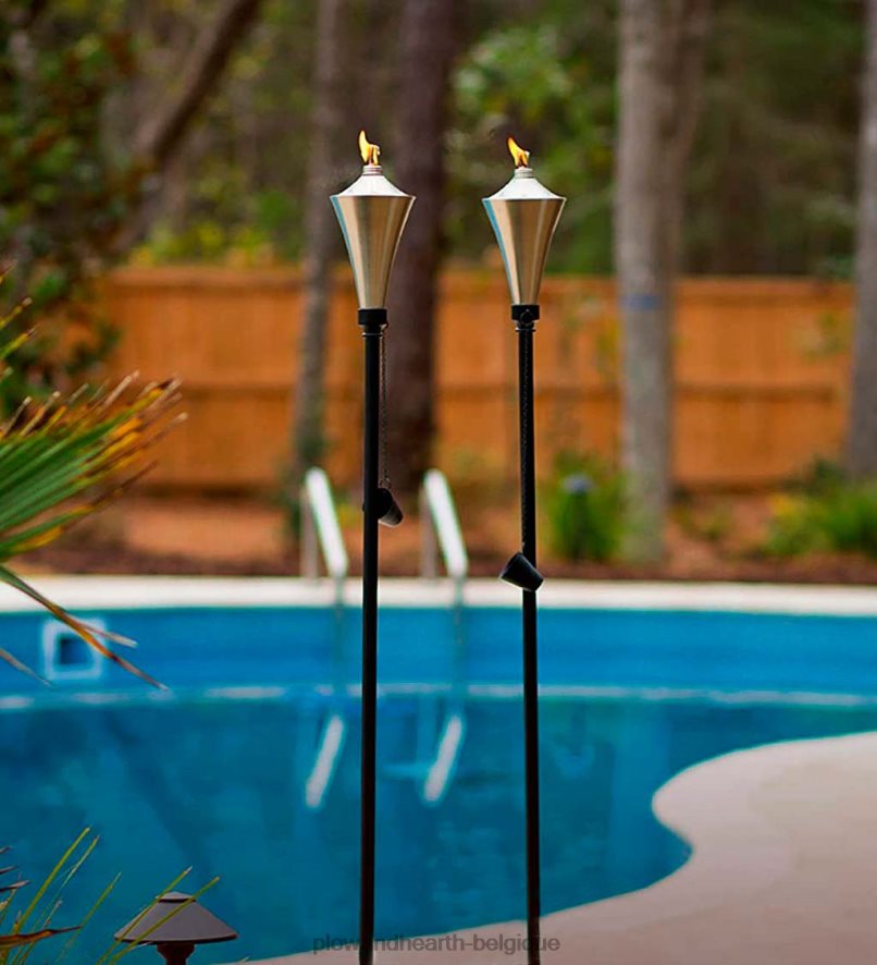 60H082347 Plow & Hearth Torches de jardin 4 en 1, lot de 4 - caramel cour et jardin