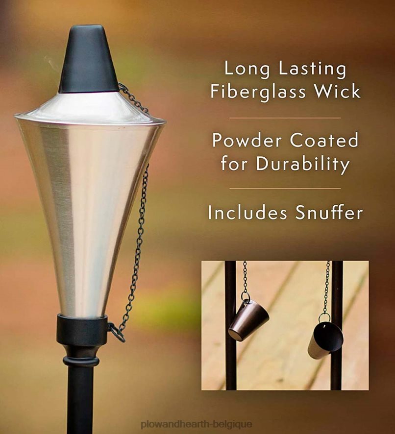 60H082347 Plow & Hearth Torches de jardin 4 en 1, lot de 4 - caramel cour et jardin