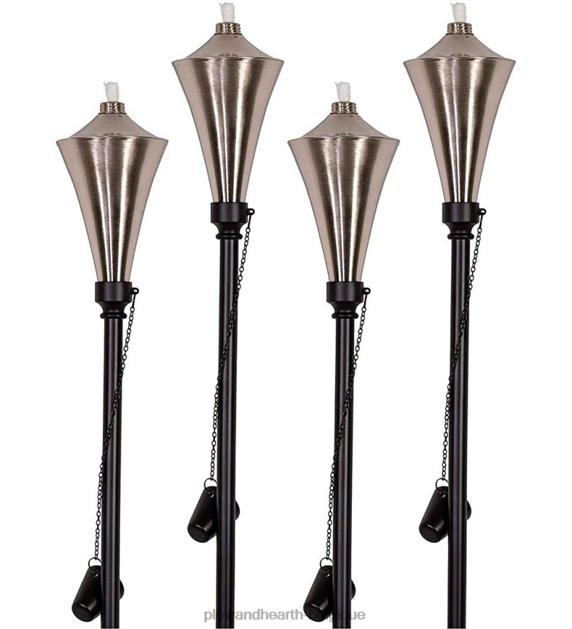 60H082347 Plow & Hearth Torches de jardin 4 en 1, lot de 4 - caramel cour et jardin