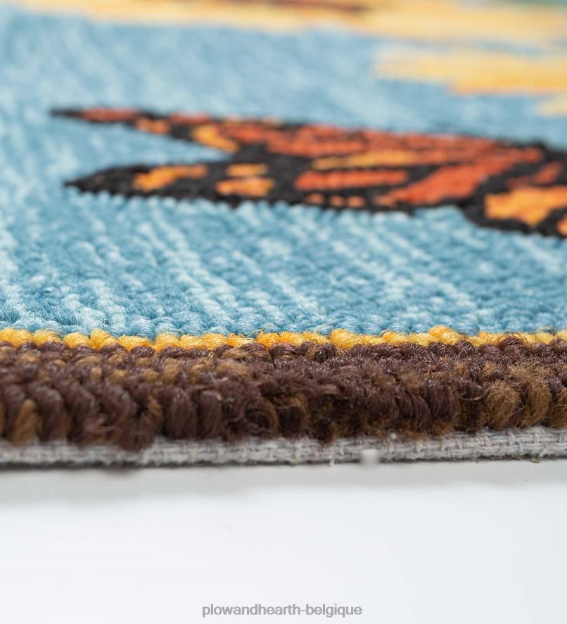 60H082361 Plow & Hearth Tapis d'appoint en polypropylène crocheté tournesol et papillon intérieur/extérieur cour et jardin