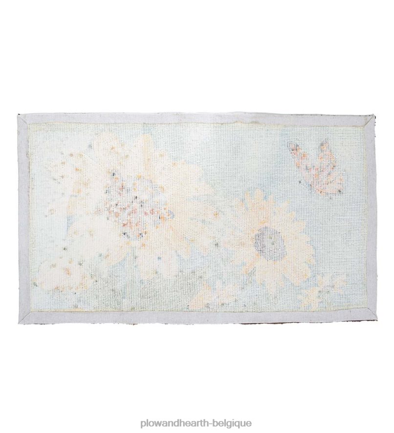 60H082361 Plow & Hearth Tapis d'appoint en polypropylène crocheté tournesol et papillon intérieur/extérieur cour et jardin