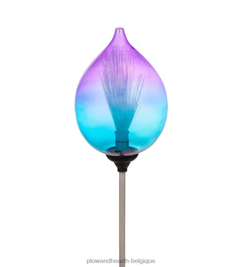 60H082403 Plow & Hearth torche solaire à fibre optique - bleue cour et jardin