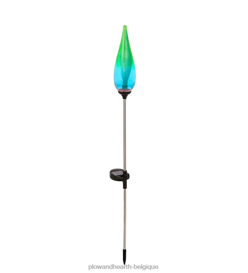 60H082403 Plow & Hearth torche solaire à fibre optique - bleue cour et jardin