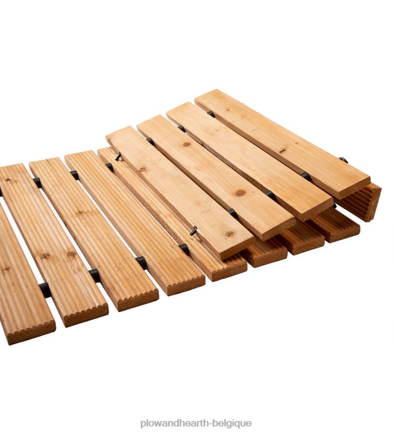 60H08260 Plow & Hearth Allée portative en bois dur droite déployable de 8 pi cour et jardin