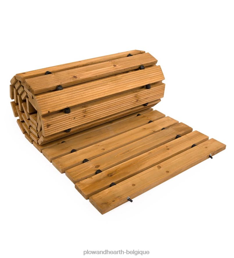 60H08260 Plow & Hearth Allée portative en bois dur droite déployable de 8 pi cour et jardin