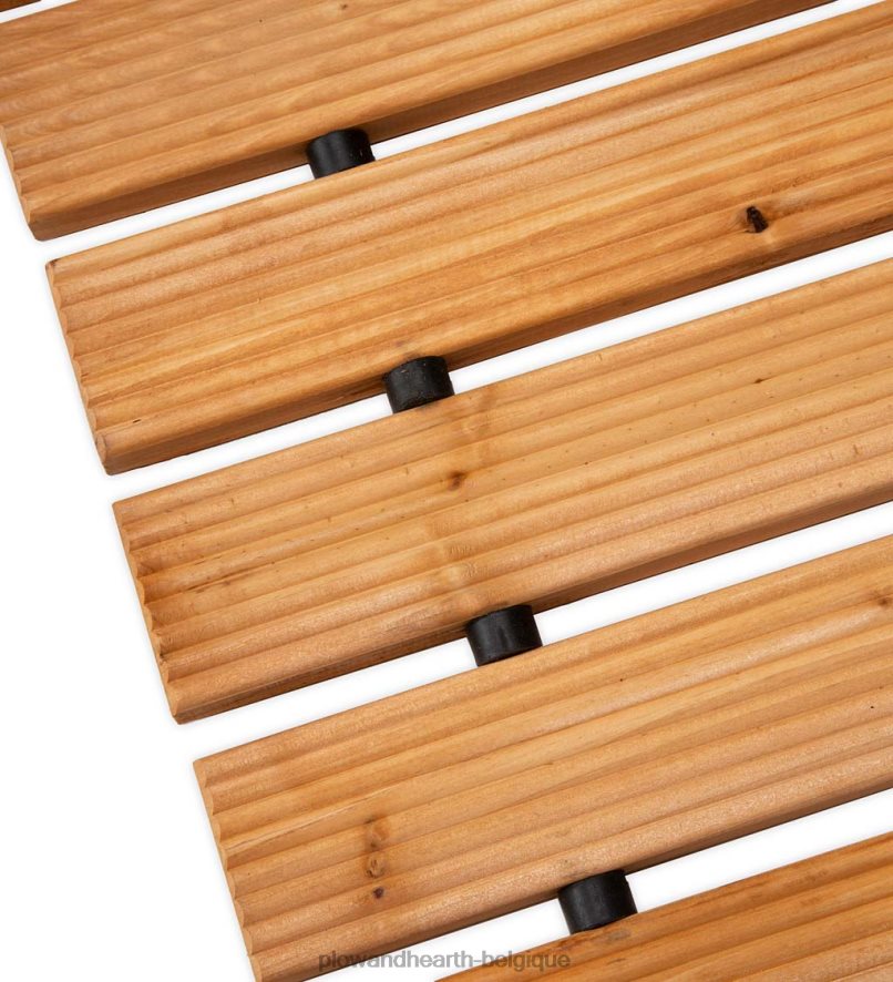 60H08260 Plow & Hearth Allée portative en bois dur droite déployable de 8 pi cour et jardin